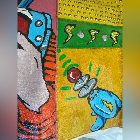 INCREDIBLE vintage leather jacket with custom pop art - Picture 6 of 7